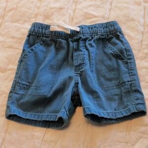 Carters Blue Kids Drawstring Chambray Shorts (12 Months)